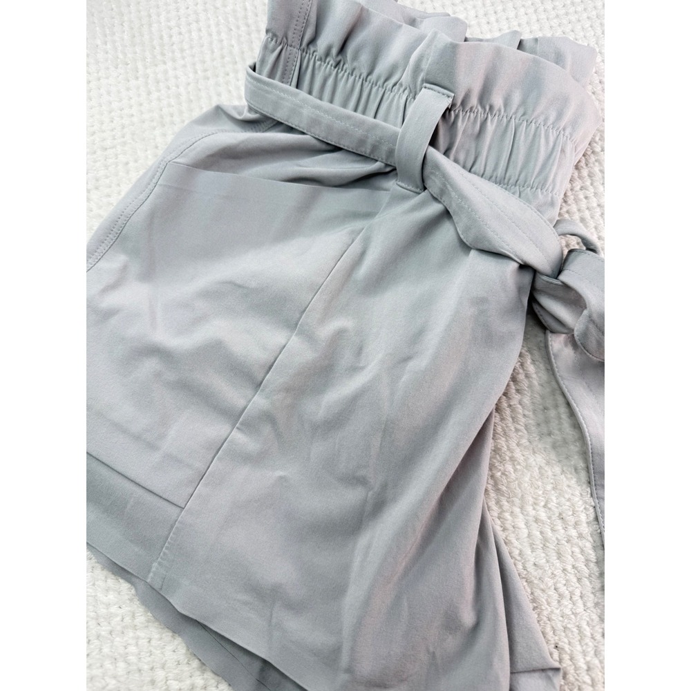 Athleta Skyline Shorts Gray Paperbag Waist Tie Belt Hiking Travel Size 2